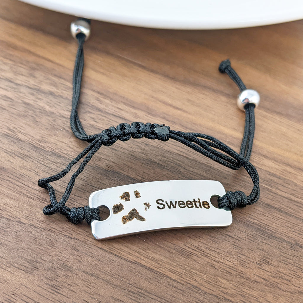 Actual Paw Print Adjustable Cord Bracelet.