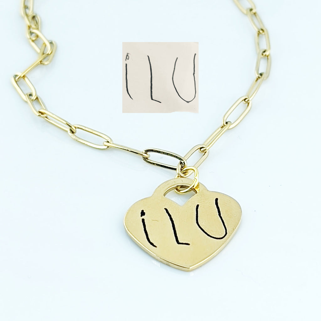 Loved Ones Handwriting Heart Necklace.