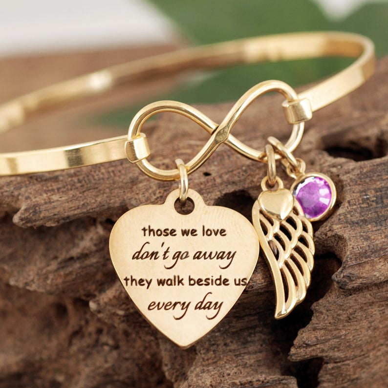 Those we love don't go away Personalized Memorial Bracelet.