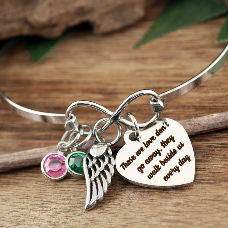 Those we love don't go away Personalized Memorial Bracelet.
