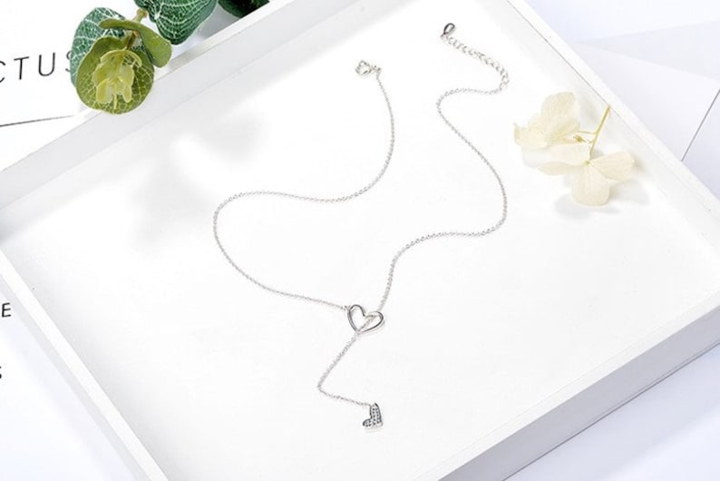 Sterling Silver Double Heart Necklace.