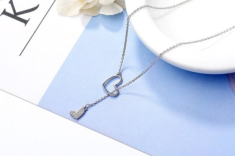 Sterling Silver Double Heart Necklace.