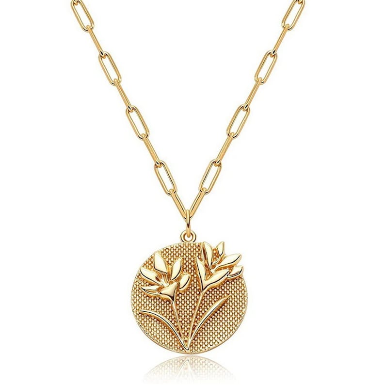 Gold Birth Flower Necklace.
