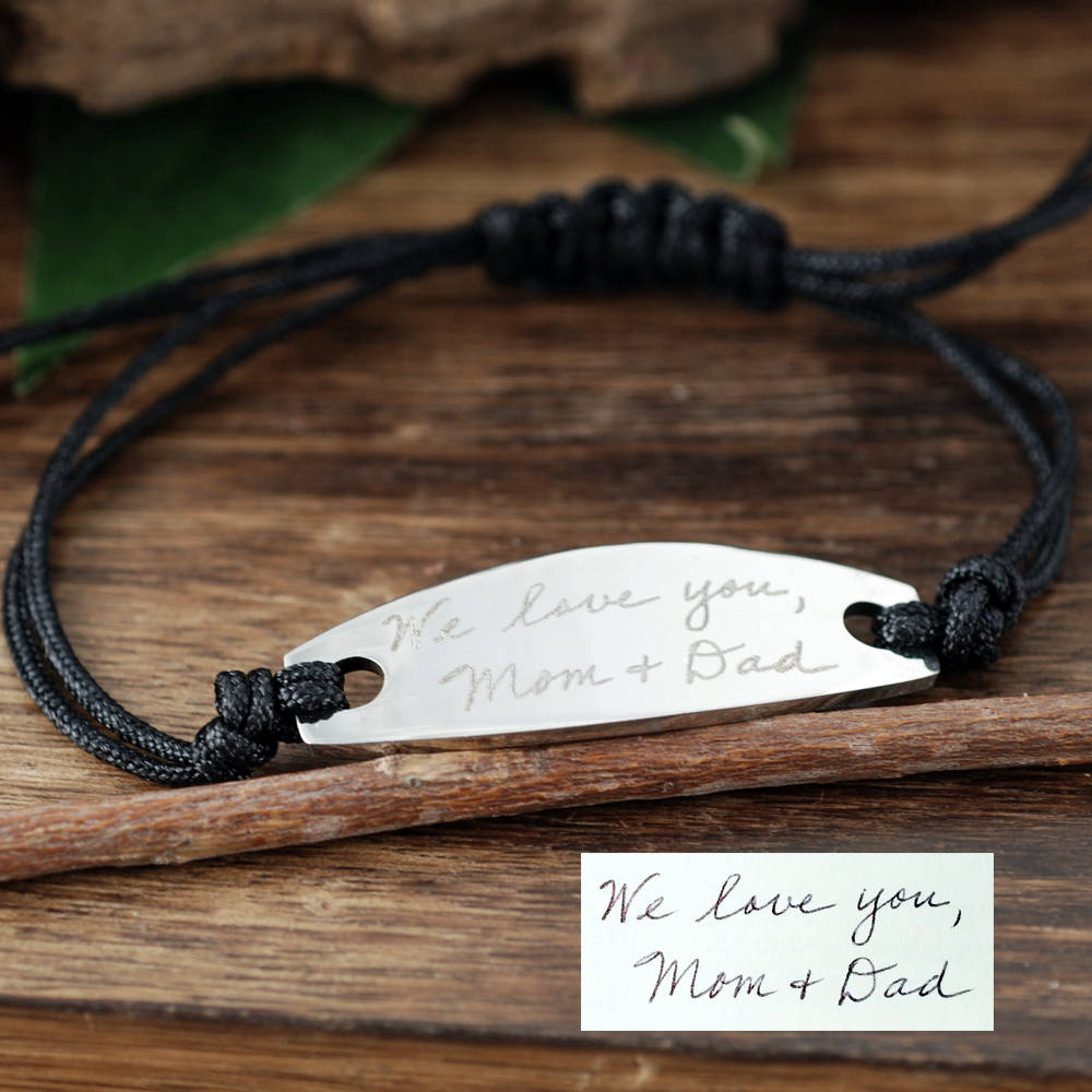 Actual Handwriting ID Bracelet with Adjustable Rope.