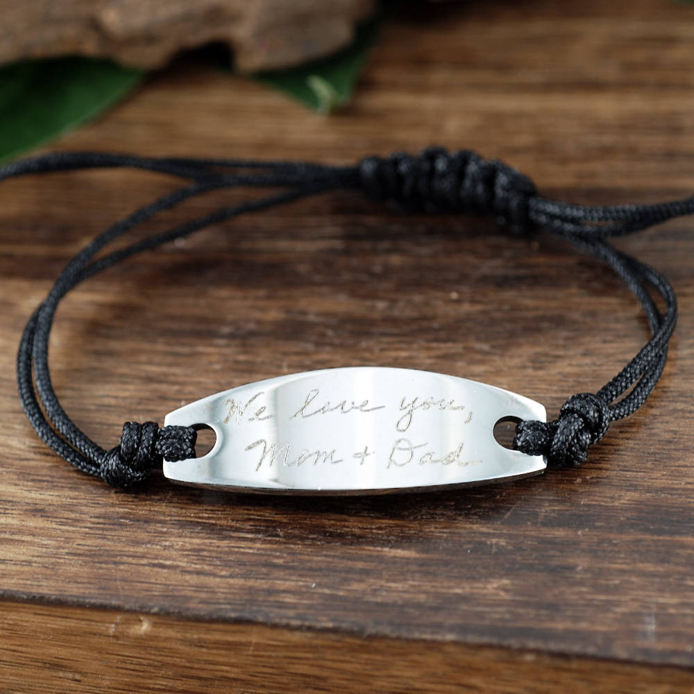 Actual Handwriting ID Bracelet with Adjustable Rope.