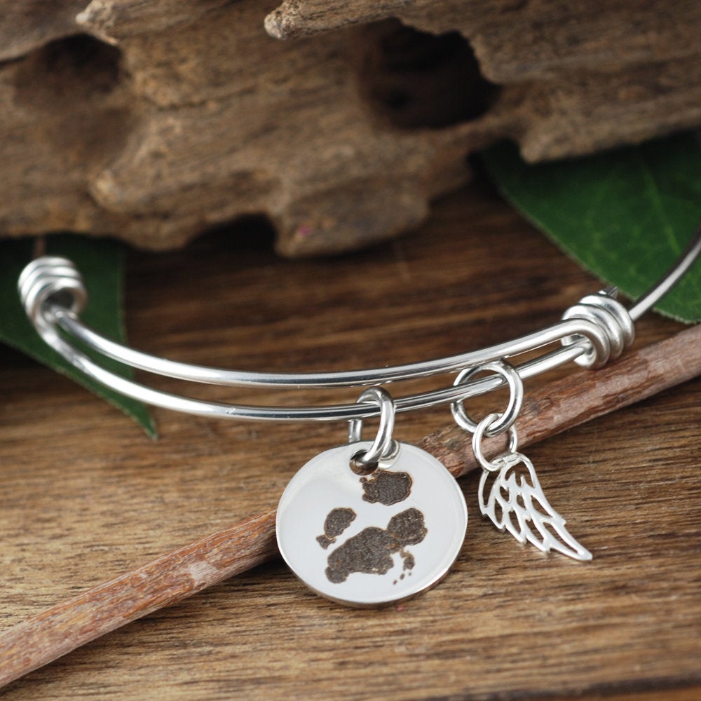 Pet Memorial Actual Dog Paw Charm Bracelet.