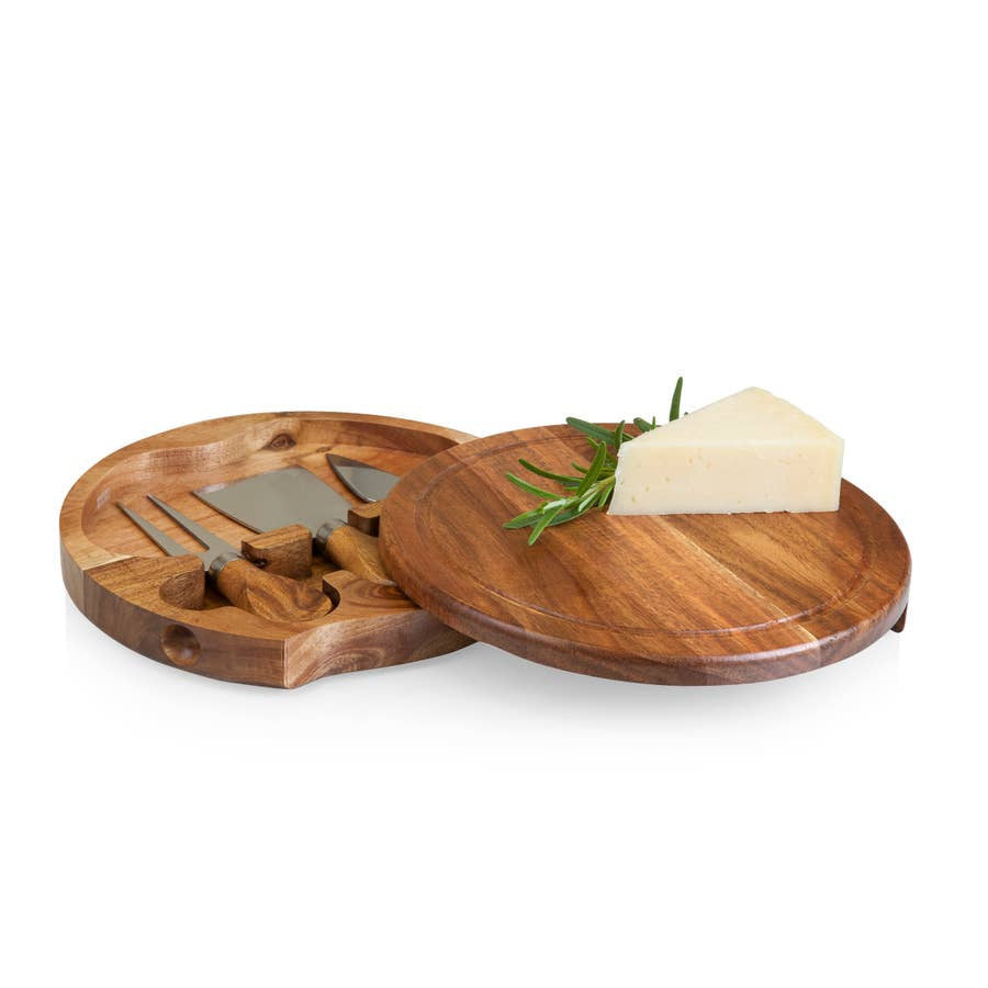 Personalized Custom Round Cheese Board with Tools.