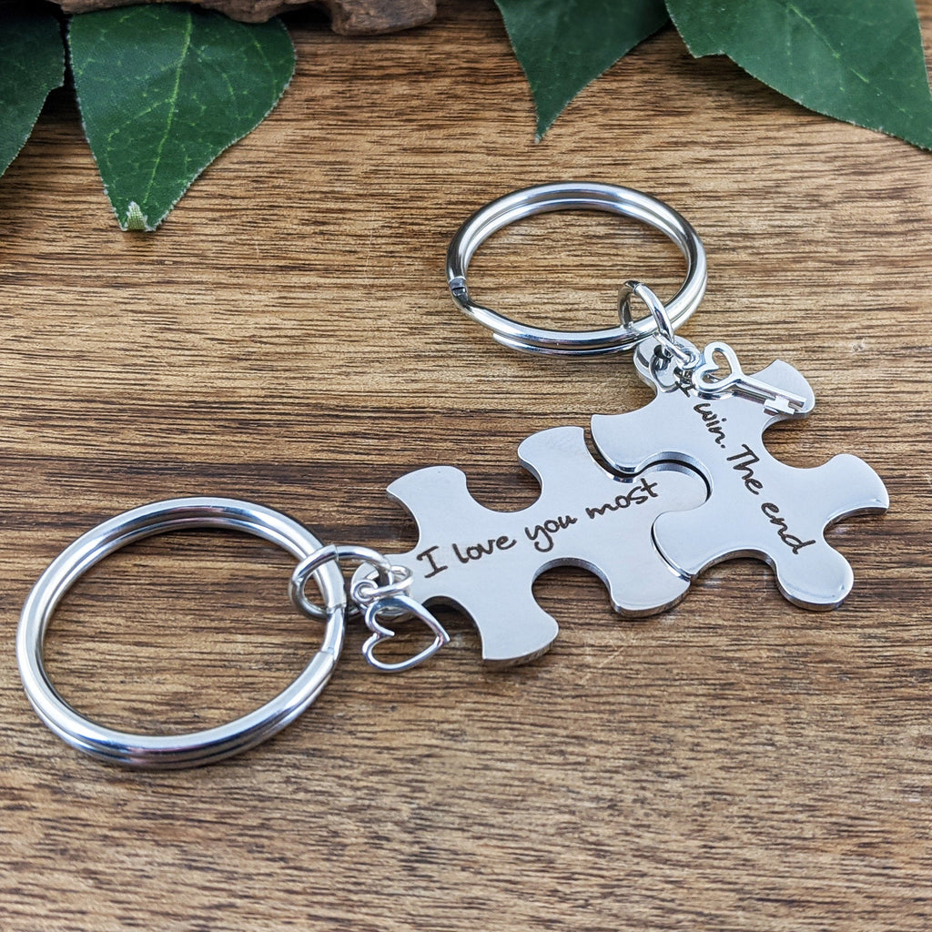 Personalized Couples Puzzle Keychain.