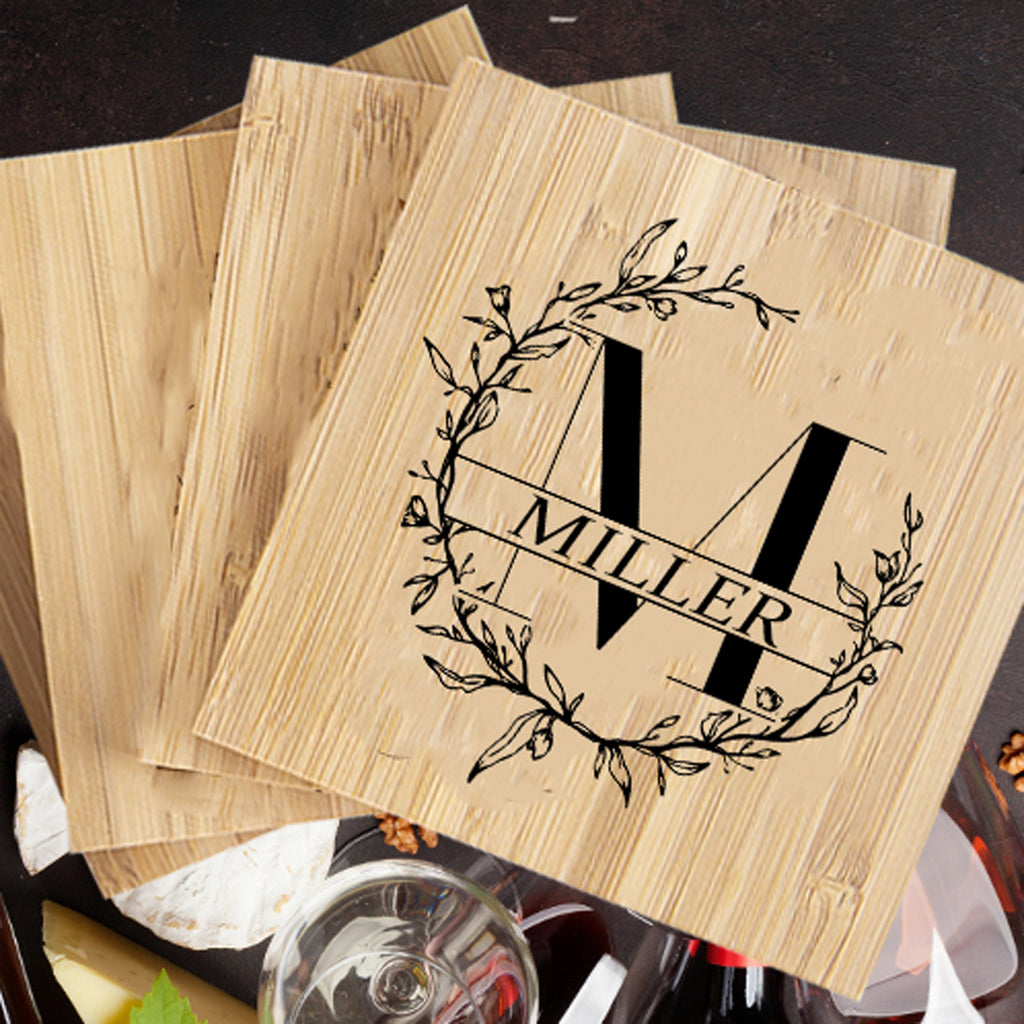 Personalized Bamboo Wood Coasters.