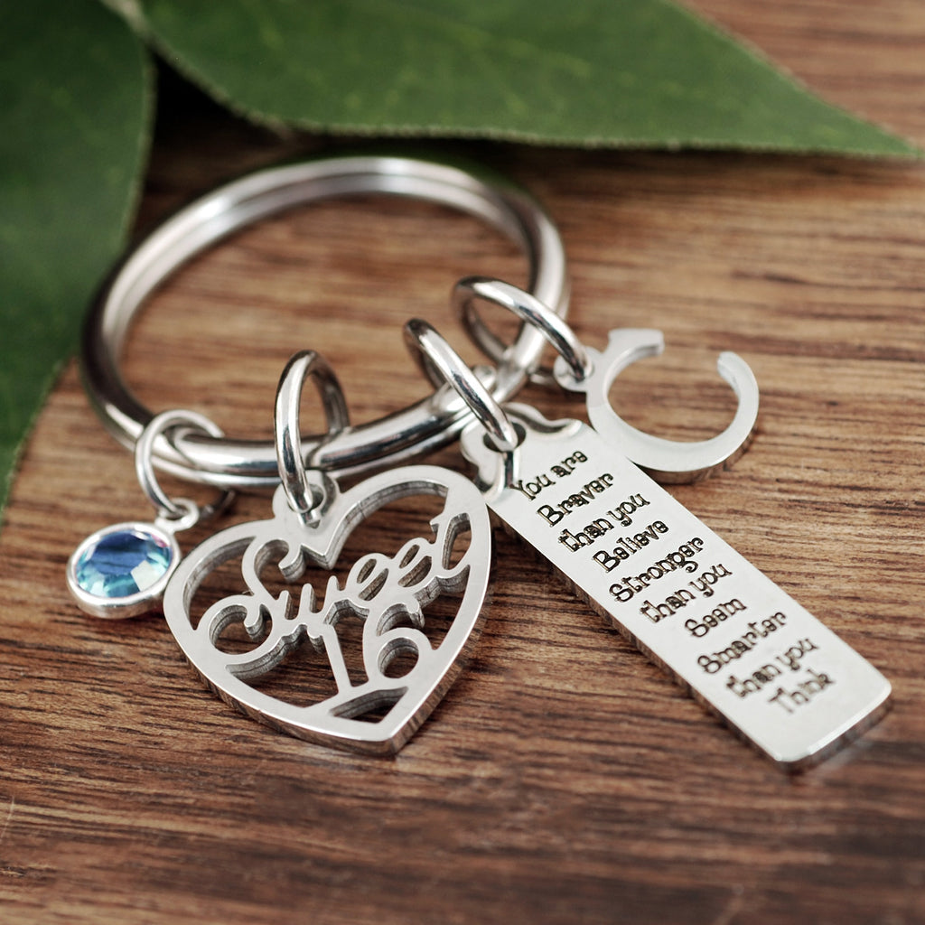 You are Braver than you Believe Keychain - Sweet 16.