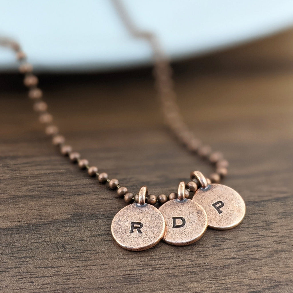 Mens Copper Initial Necklace.