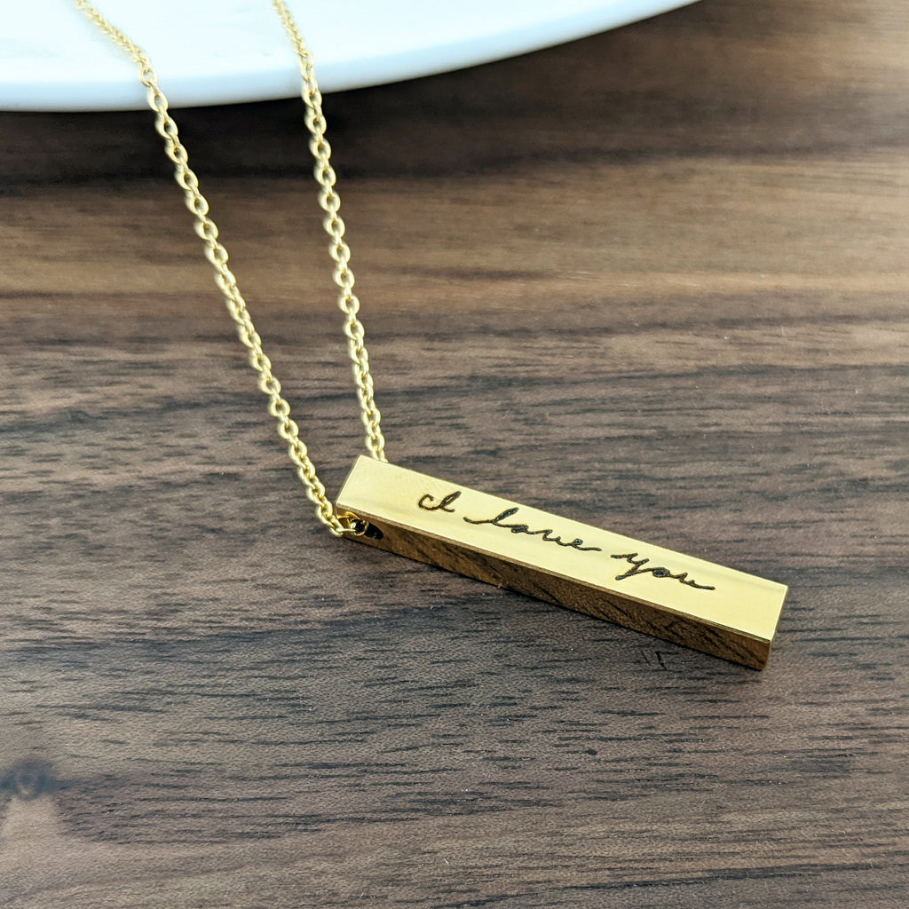 Handwriting Personalized Bar Necklace.