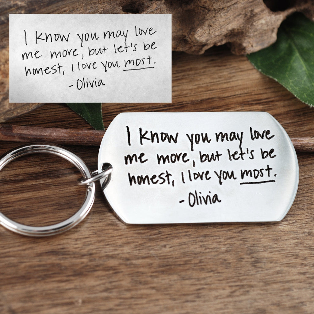 Actual Handwriting Father of the Bride Keychain.