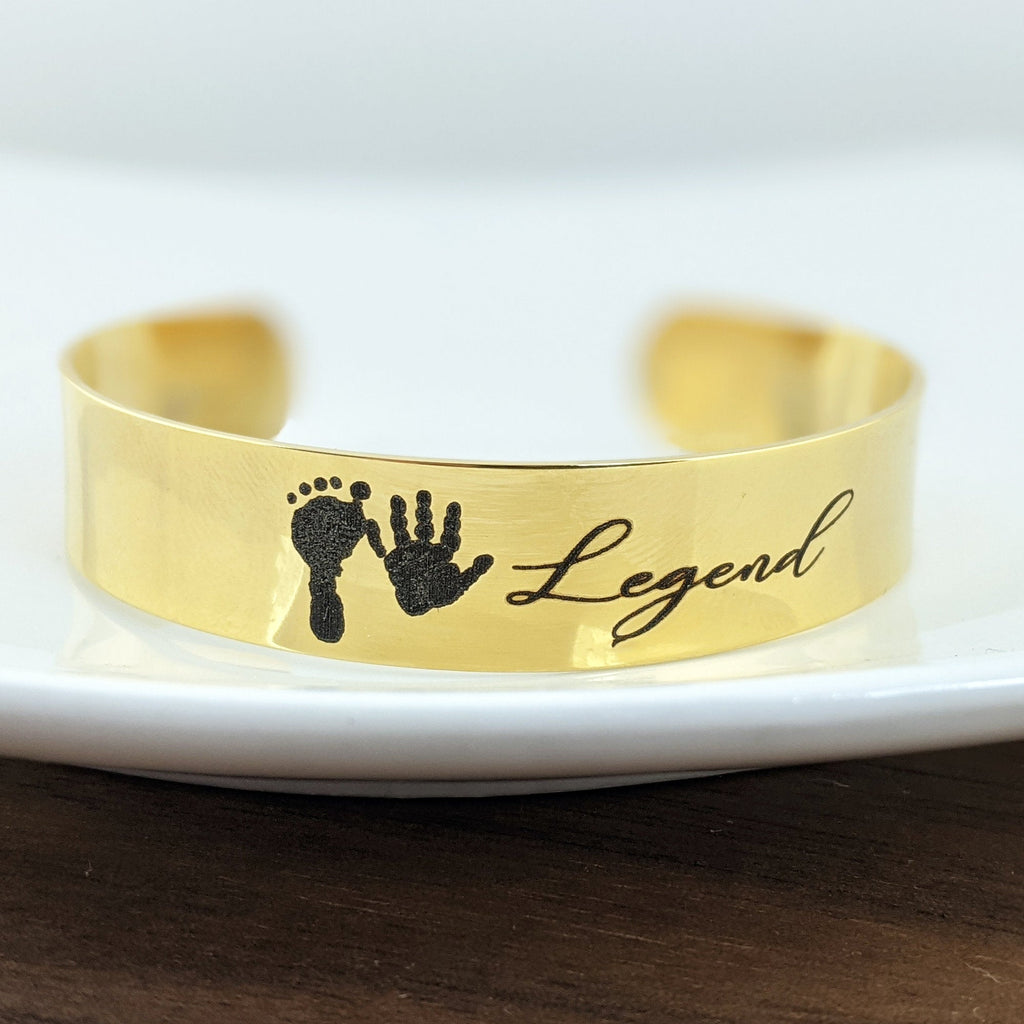 Personalized Actual Baby Foot Cuff Bracelet.