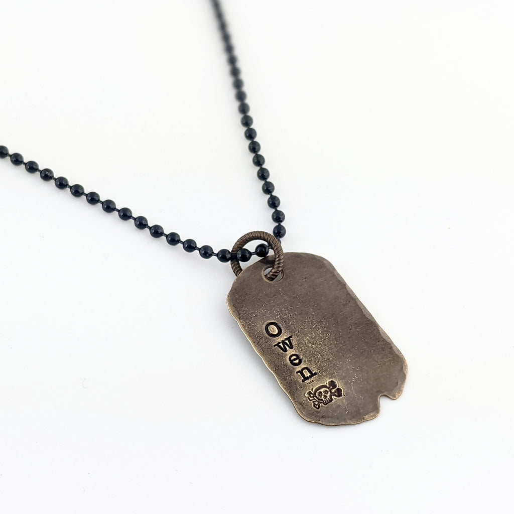 Mens Rustic Dog Tag Necklace.