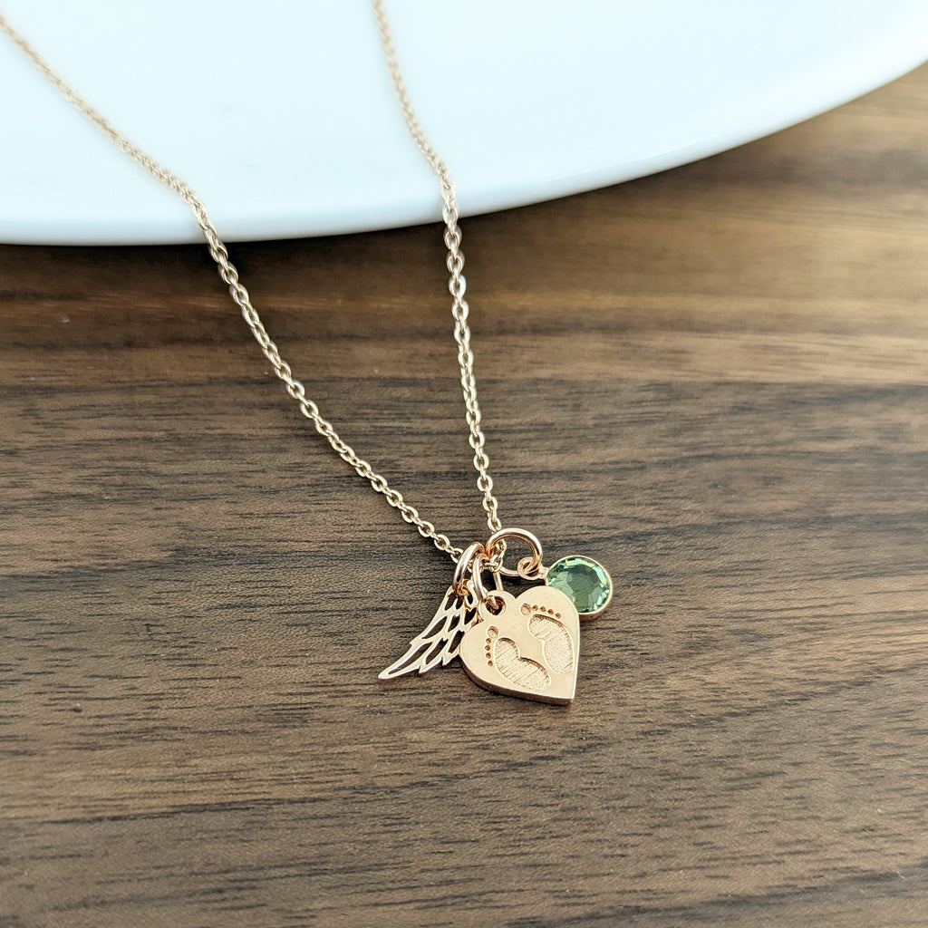 Rose Gold Baby Loss Memorial Necklace.