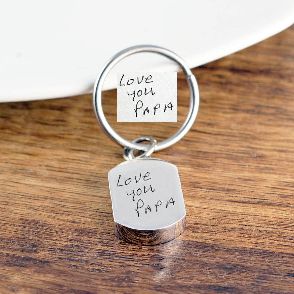 Actual Handwriting Dog Tag Cremation Keychain.