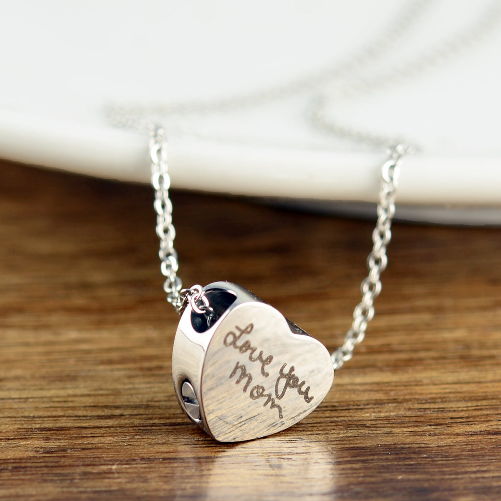 Heart Cremation Handwriting Necklace.