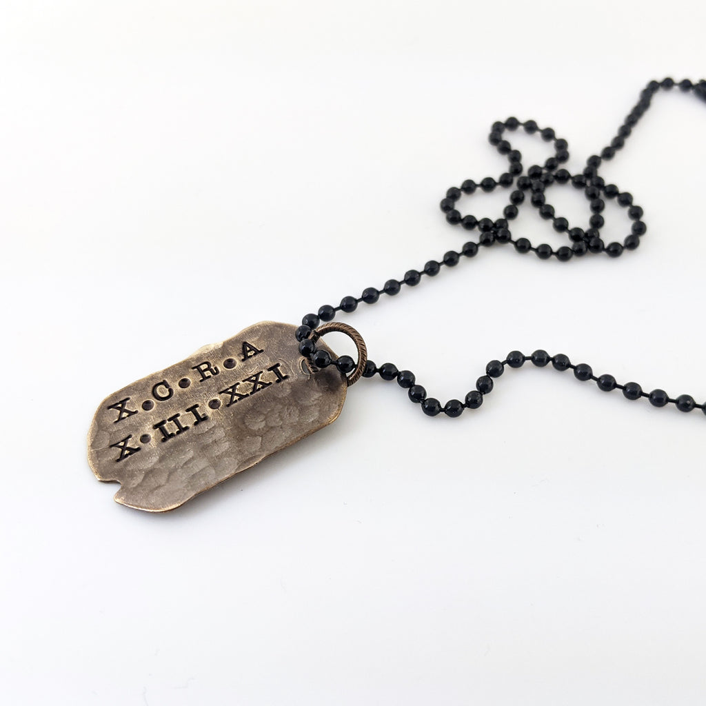Mens Rustic Dog Tag Necklace.