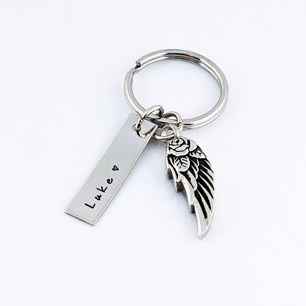 Angel Wing Cremation Keychain.