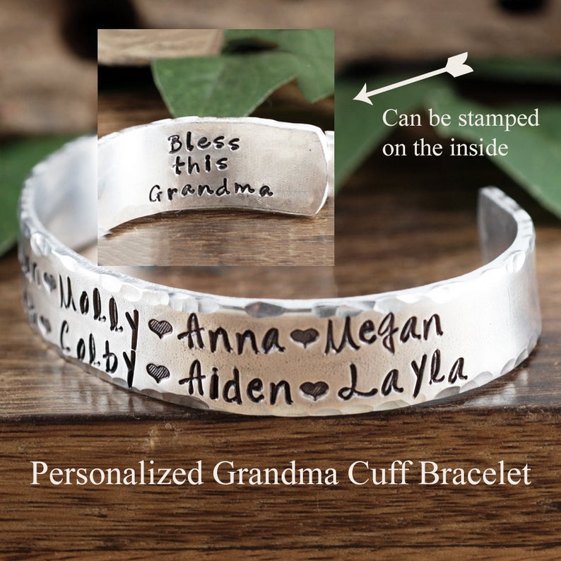 Personalized Grandma Cuff Bracelet.
