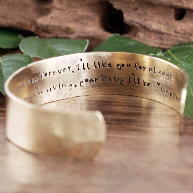 Personalized Cuff Bracelet - I'll Love you Forever I'll Like you for Always.