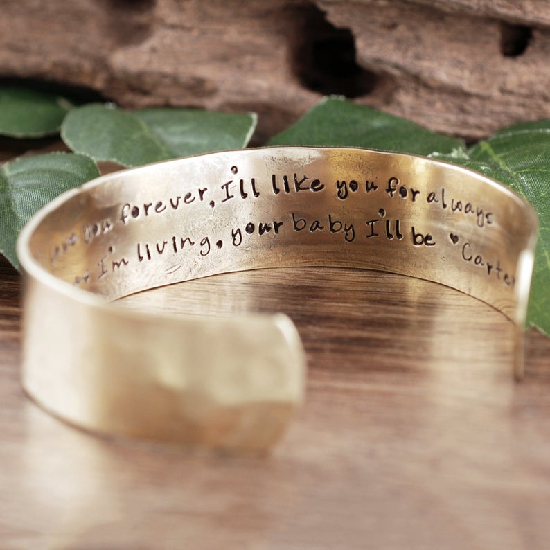 Personalized Cuff Bracelet - I'll Love you Forever I'll Like you for Always.