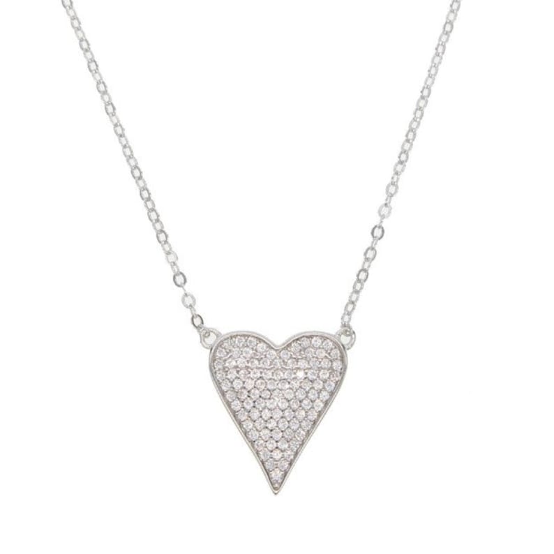 Sterling Silver Pave Heart.
