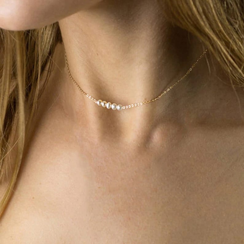 Petite Pearl Choker Necklace.