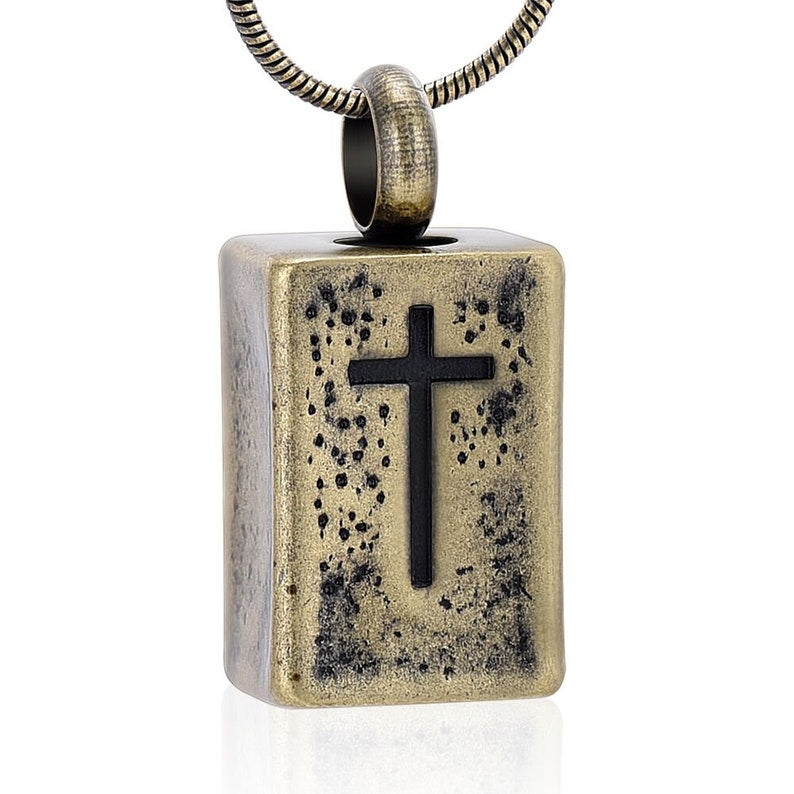Men's Cremation Cross Necklace for Ashes.