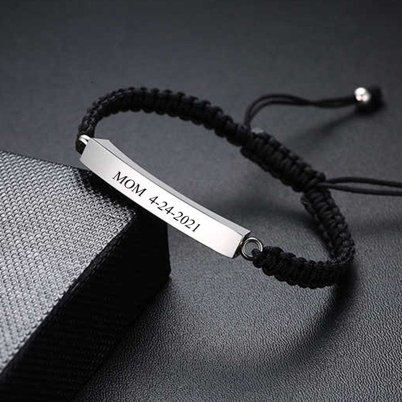 Personalized Cremation Rope ID Bracelet.