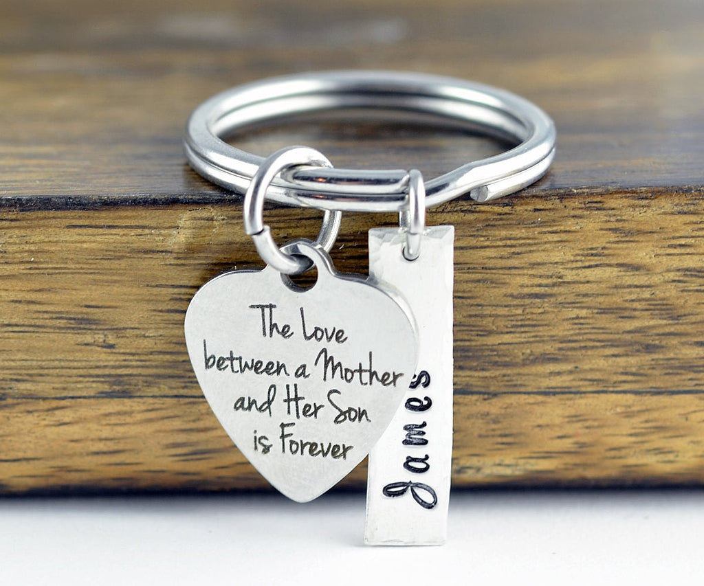 The Love Between A Mother And Her Son Is Forever Keychain.