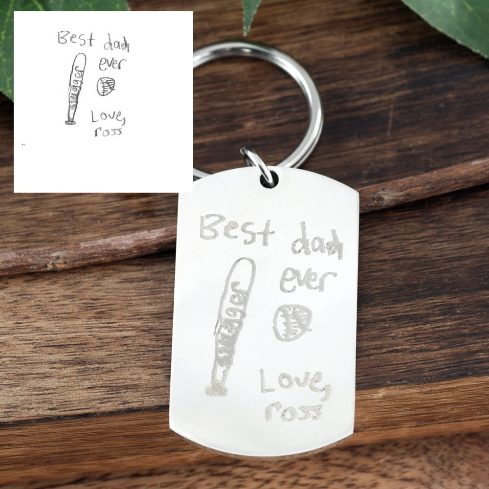 Child's Artwork Custom Dog Tag Keychain.