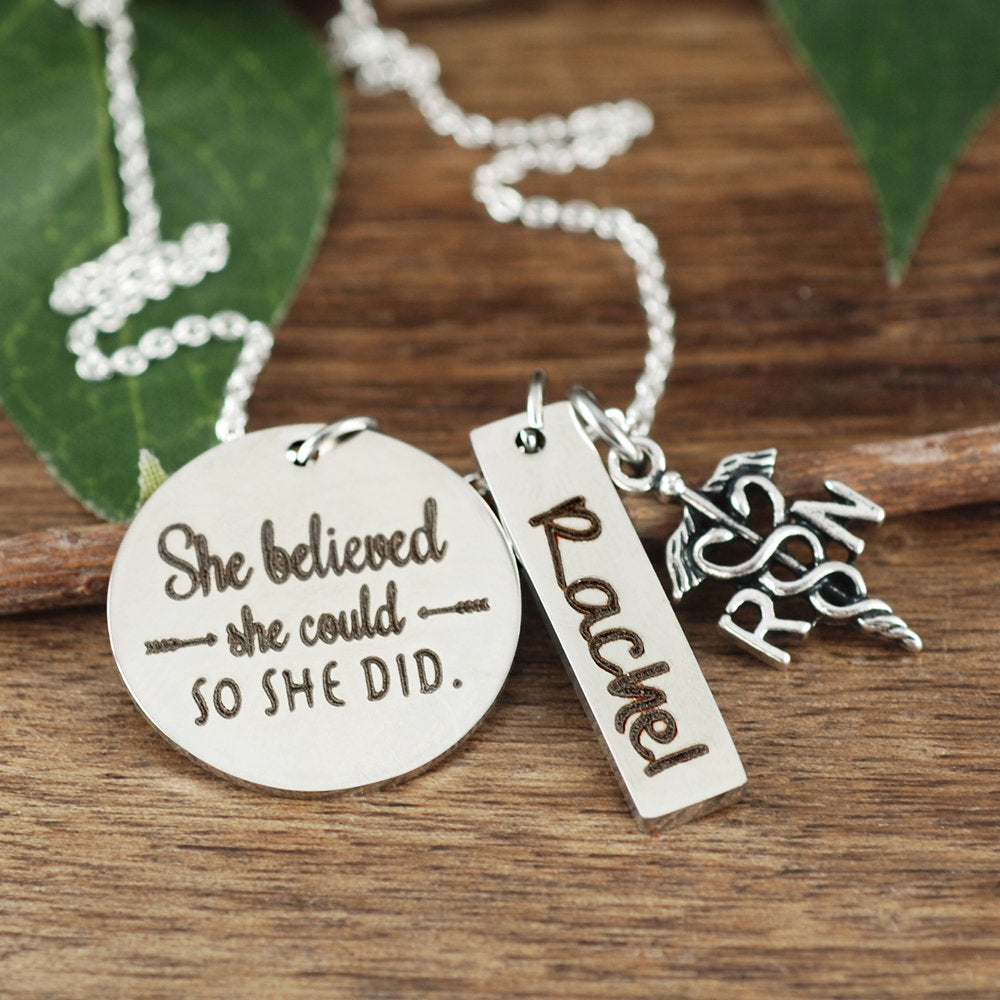 She Believed She Could So She Did Graduation Necklace.