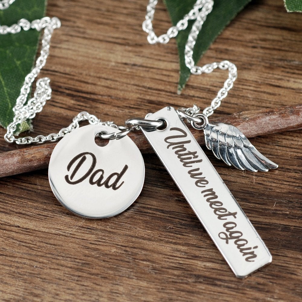 For Dad Memorial Necklace Picture Footsteps Memorial Necklace