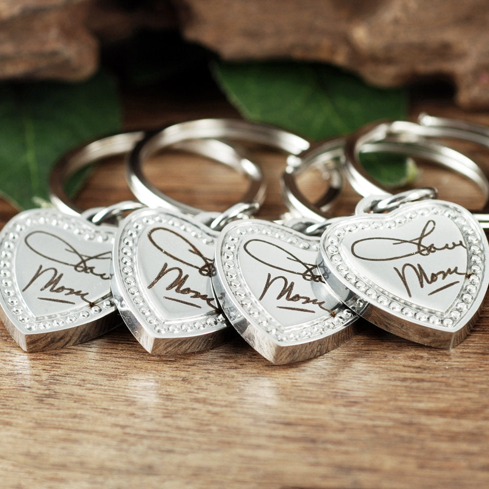 Heart Keychain with Actual Handwriting.