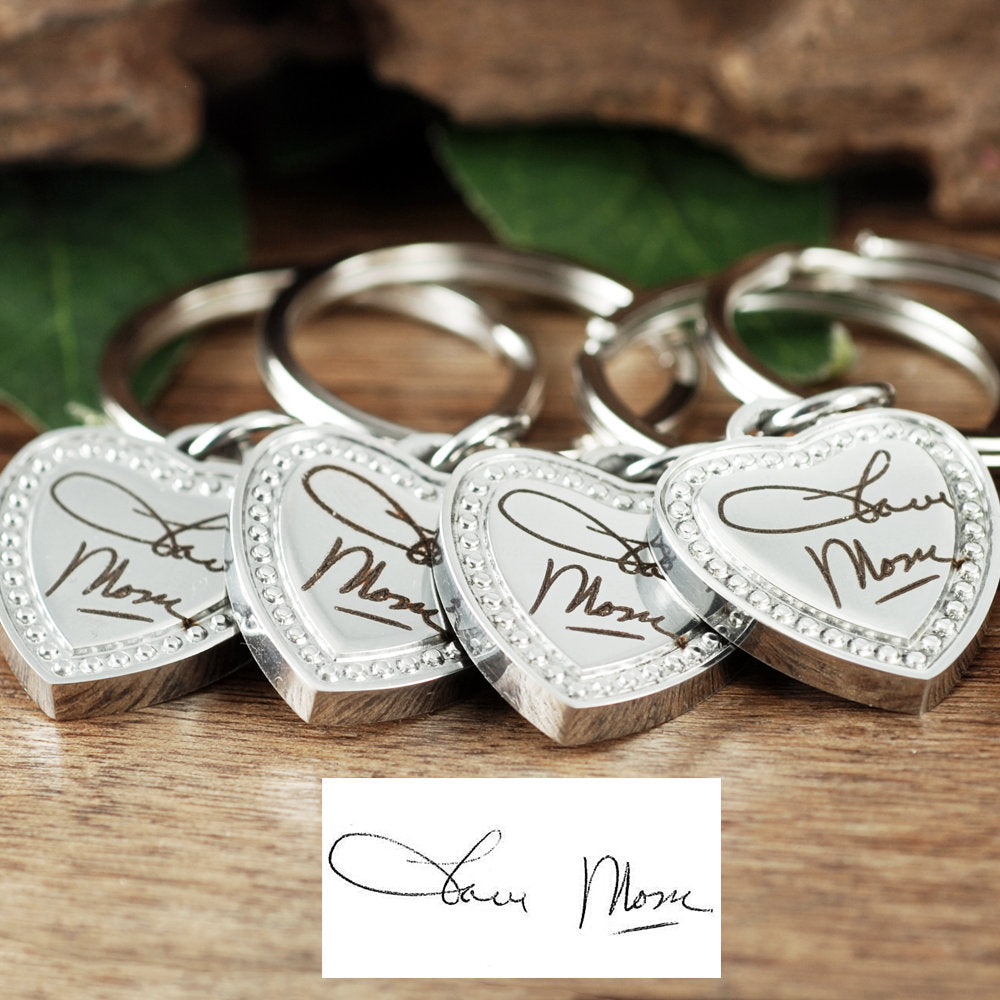 Heart Keychain with Actual Handwriting.