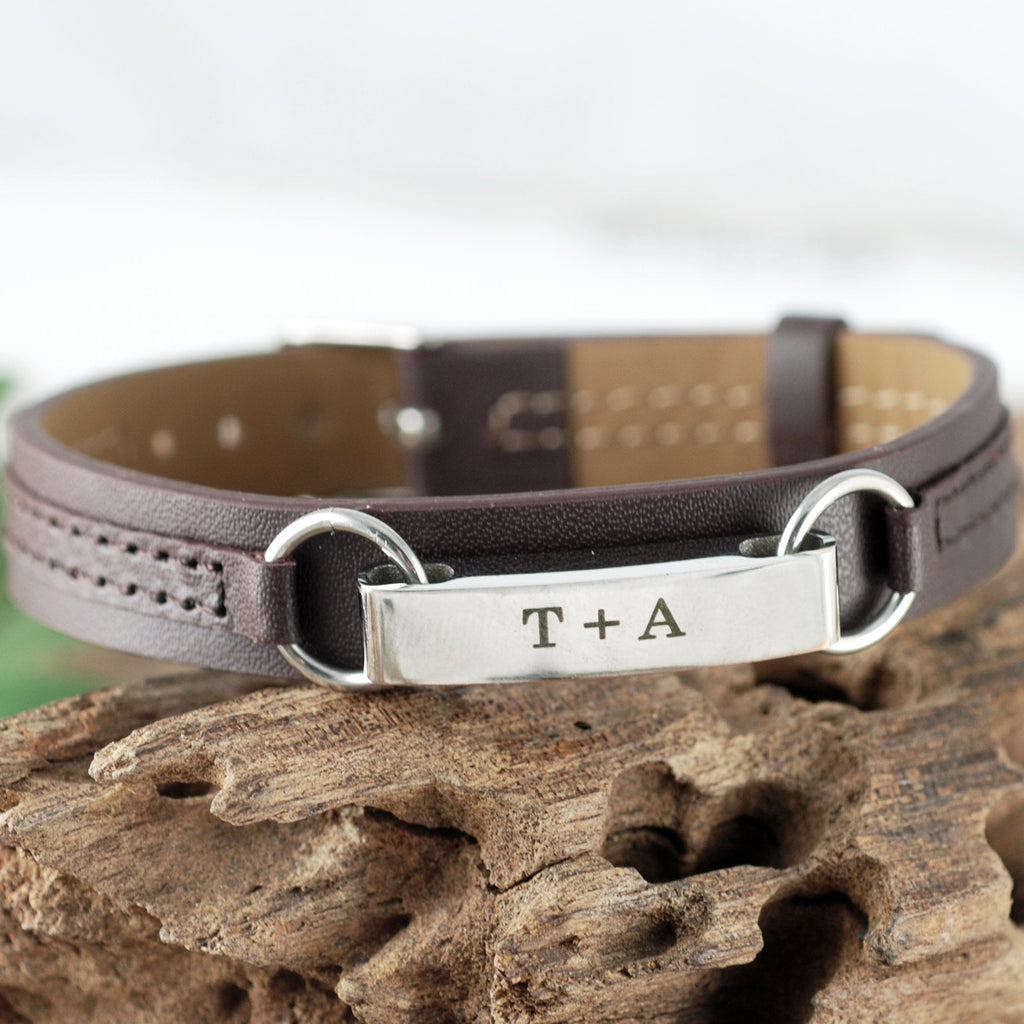 Personalized Men's Leather Bracelet.
