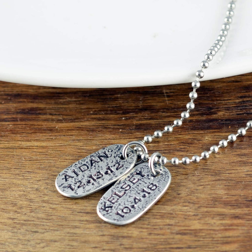 Personalized Mens Pewter Tag Necklace.