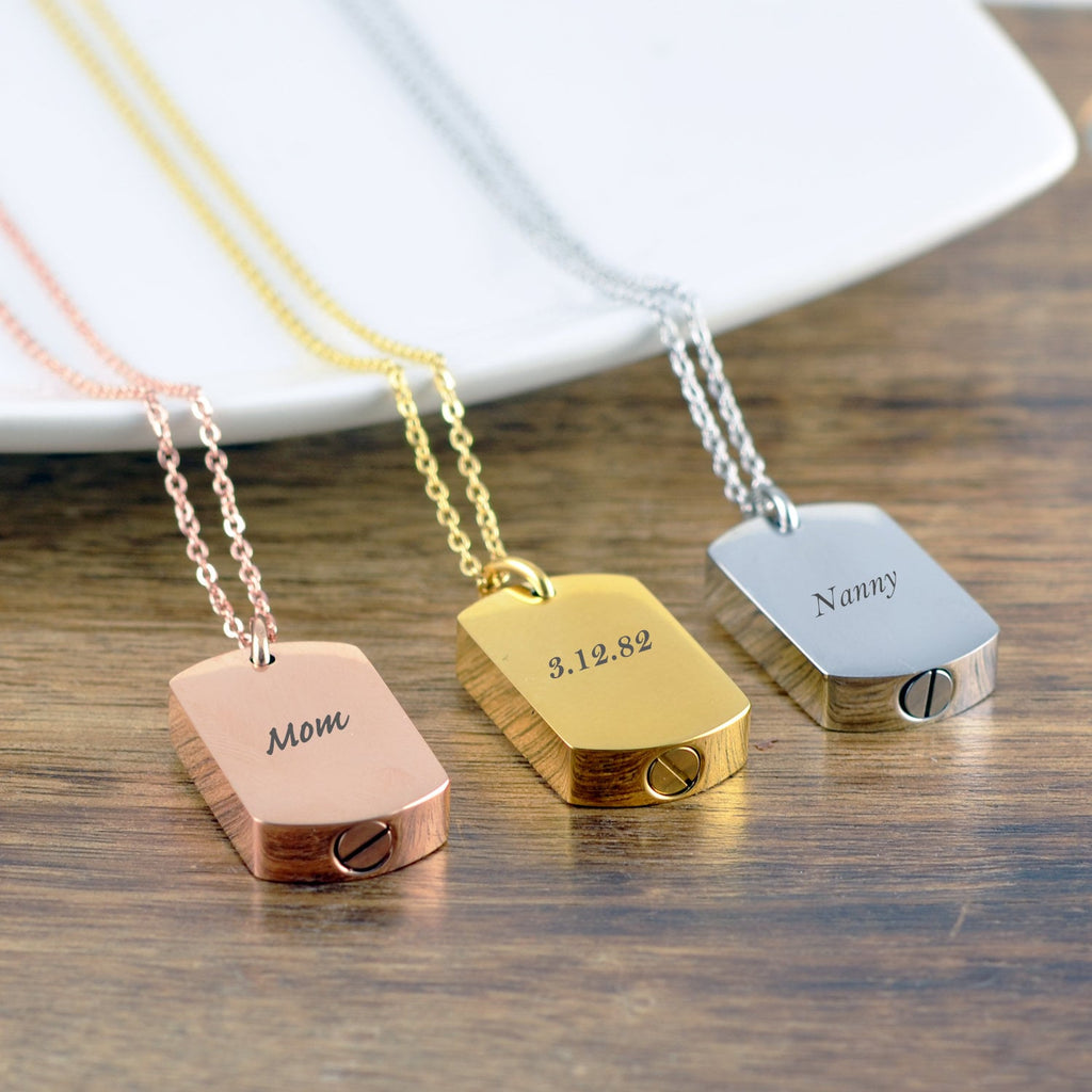 Personalized Dog Tag Cremation Necklace.
