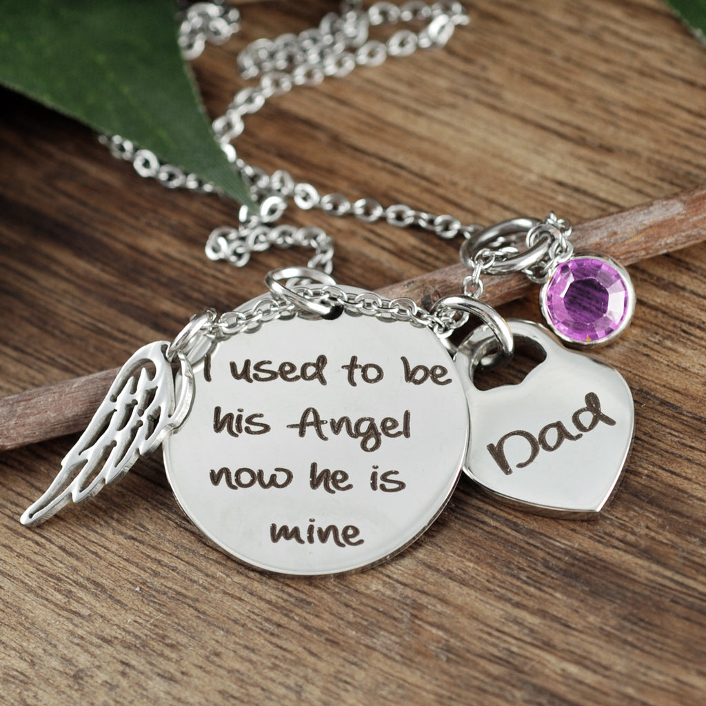 I Used To Be Her Angel Personalized Memorial Necklace.