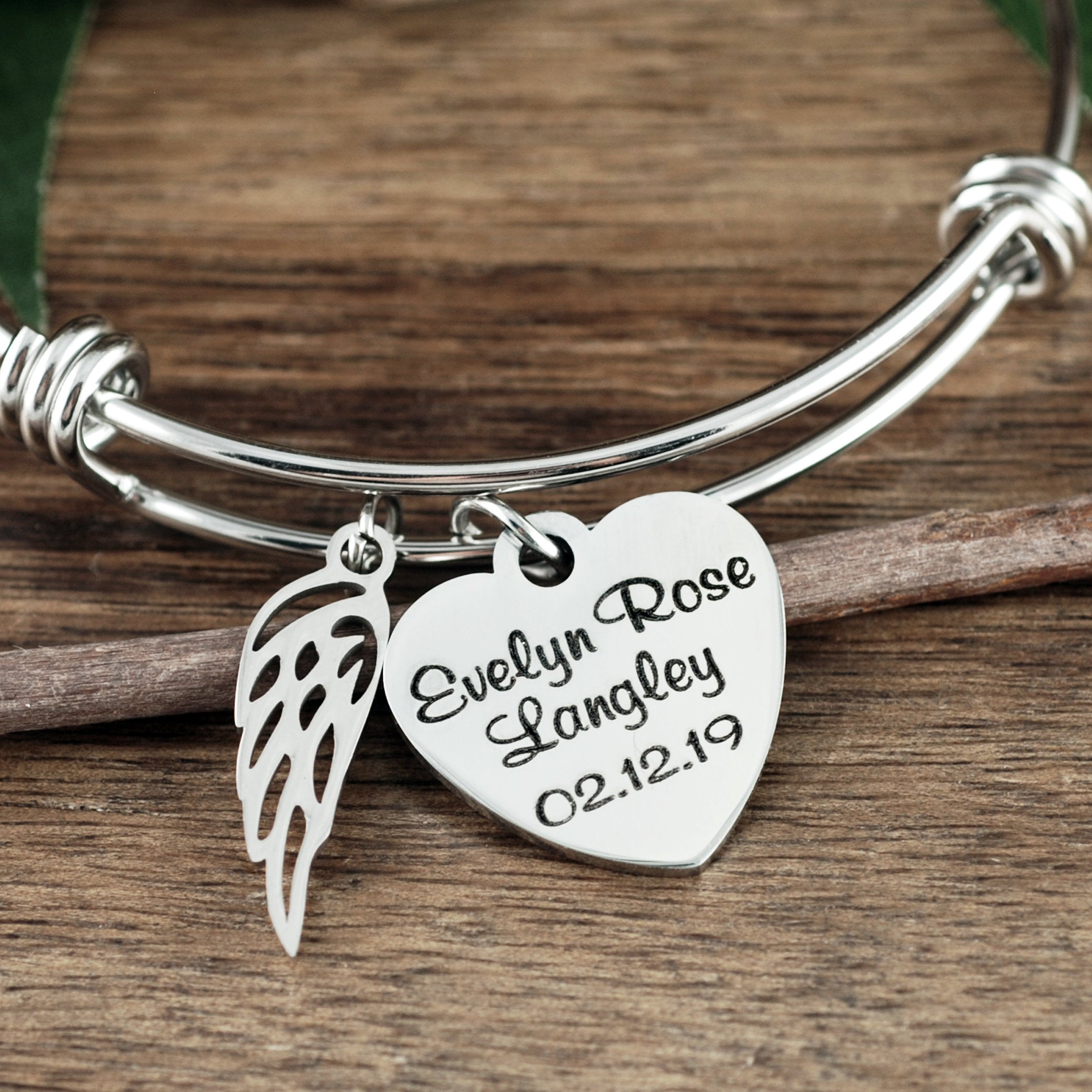 1pc Custom Photo Memorial Bracelet With Engraved Text Personalized Vintage  Bracelet Heart Angel Wing 21cm Customized Remembrance Gift For Birthday,  Anniversary, Valentine's Day | SHEIN USA