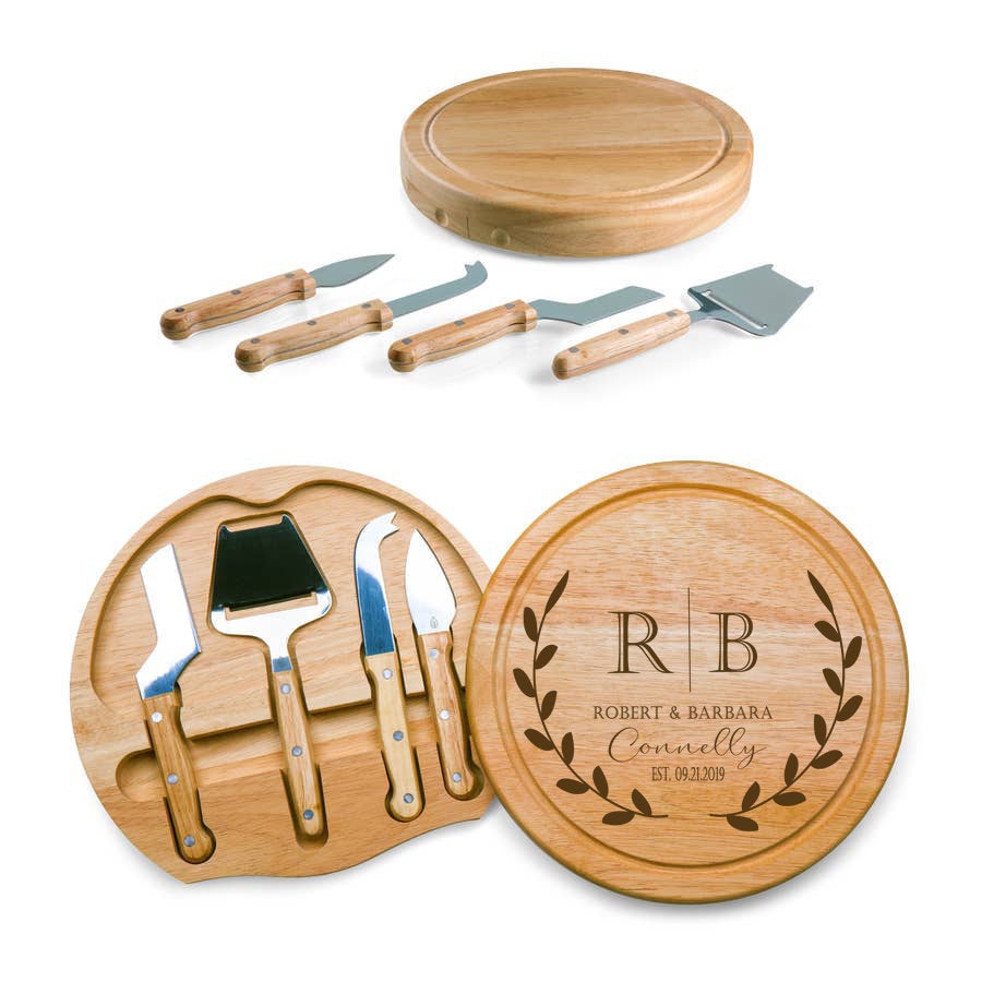Personalized Cheese Cutting Board with Tools.