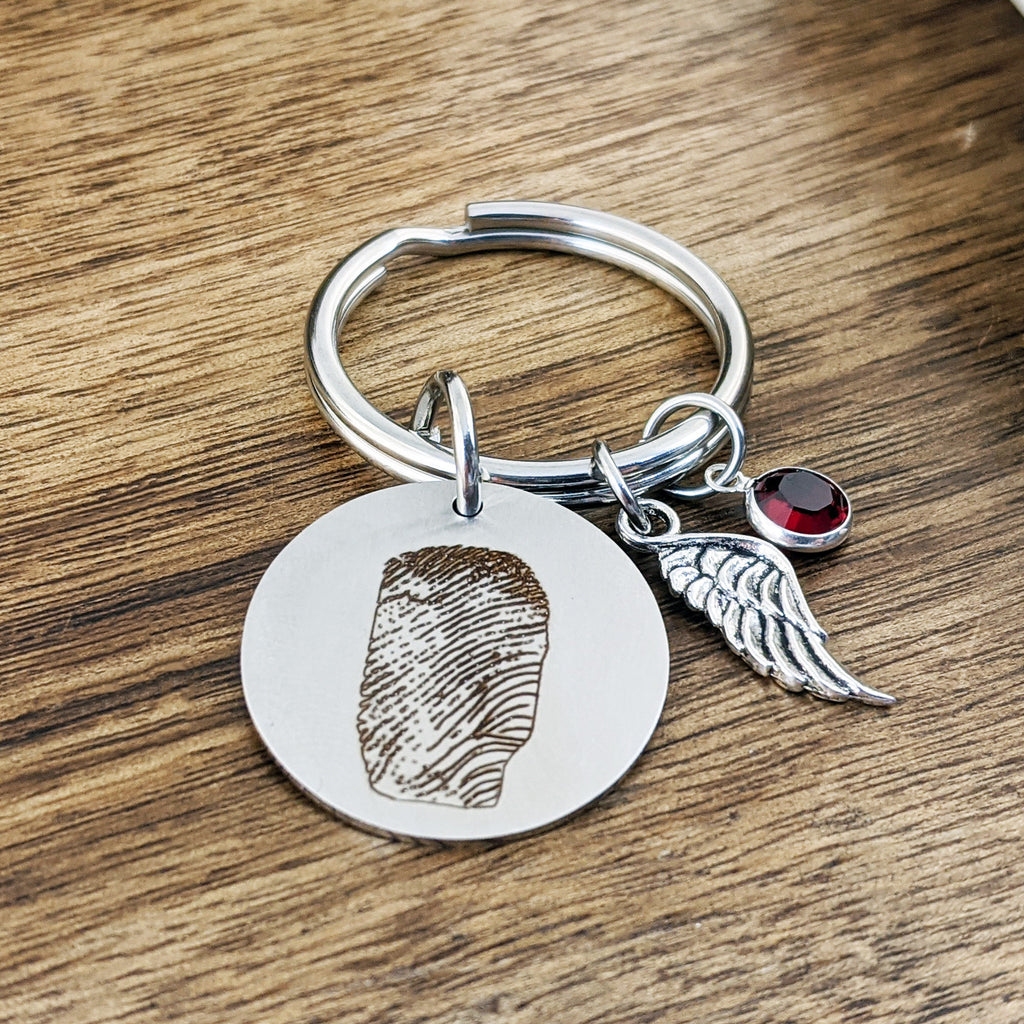 Actual Fingerprint Memorial Keychain.