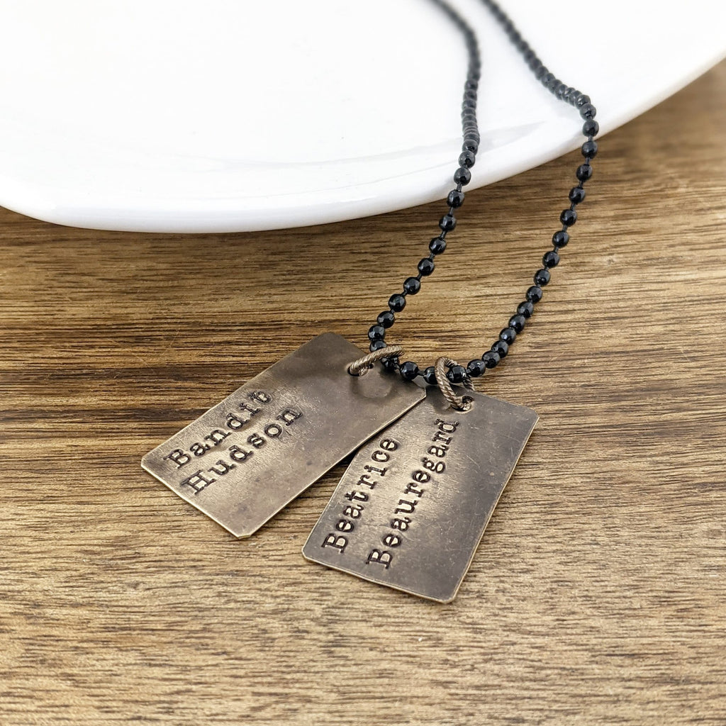 Mens Hand Stamped Tag Necklace.