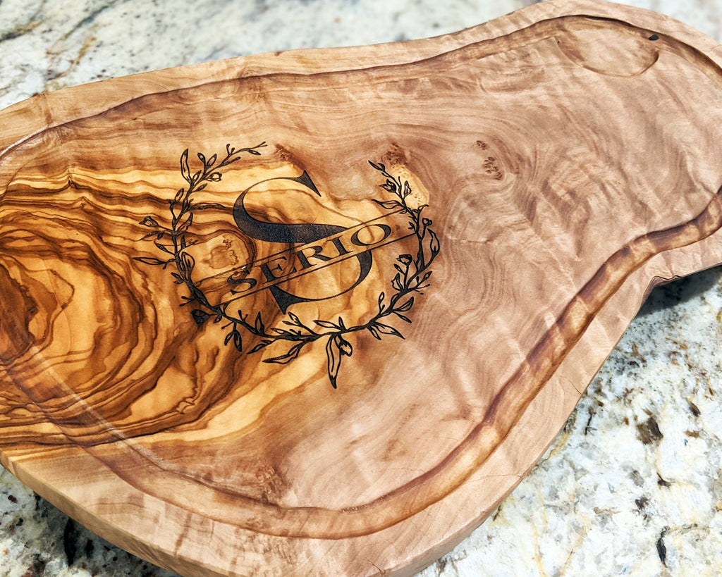Personalized Olive Wood Cutting Board.