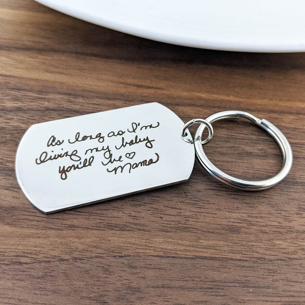 Handwriting Dog Tag Keychain for Daughter.