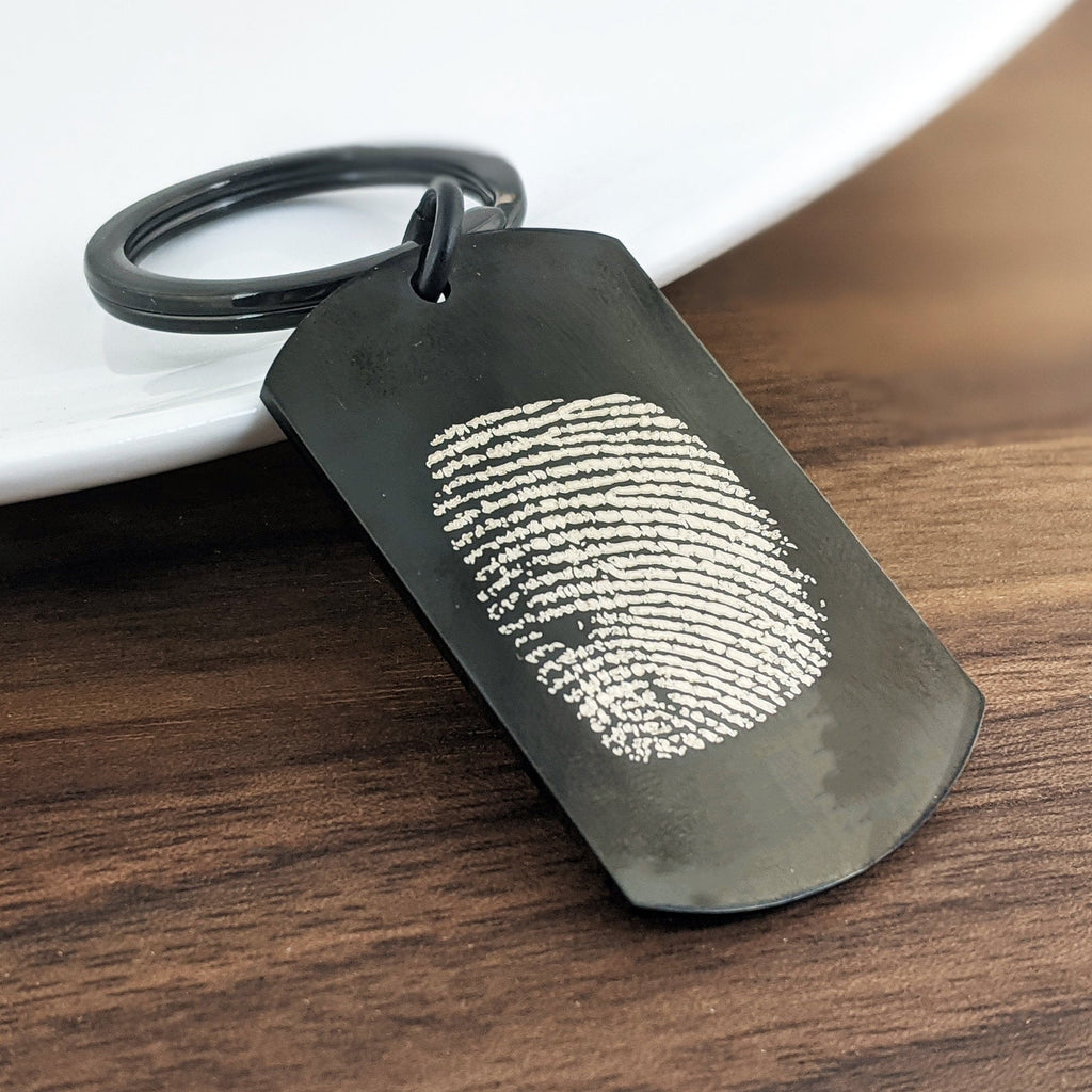 Black Keychain with Actual Fingerprint.