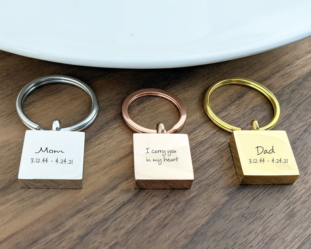 Square Personalized Cremation Keychain.