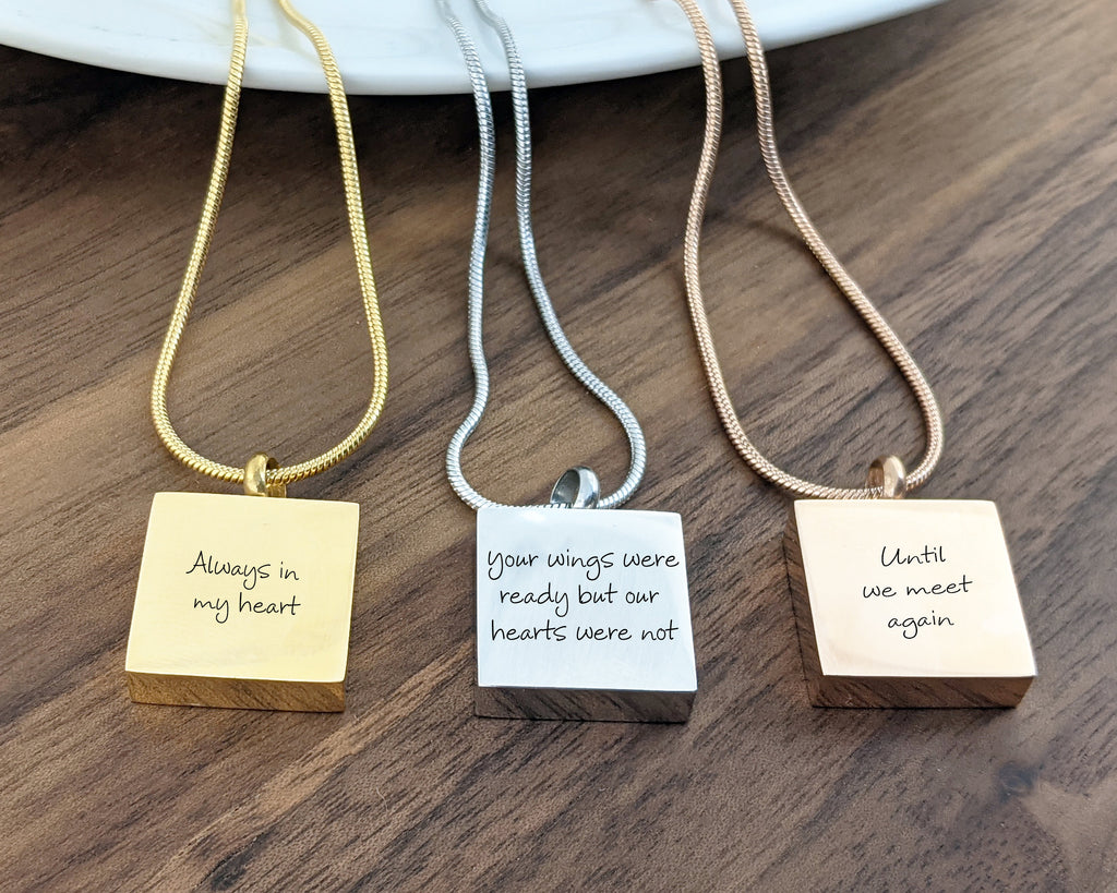 Personalized Square Cremation Necklace.
